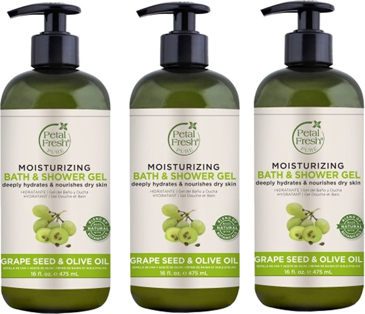 PETAL FRESH - Bath & Shower Gel Grape Seed & Olive Oil - 3 Pak