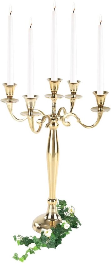 Bougeoir Aluminium Gräfenstayn 5 Bras - 80cm, Transformable, Pied Velours, Couleur Noir