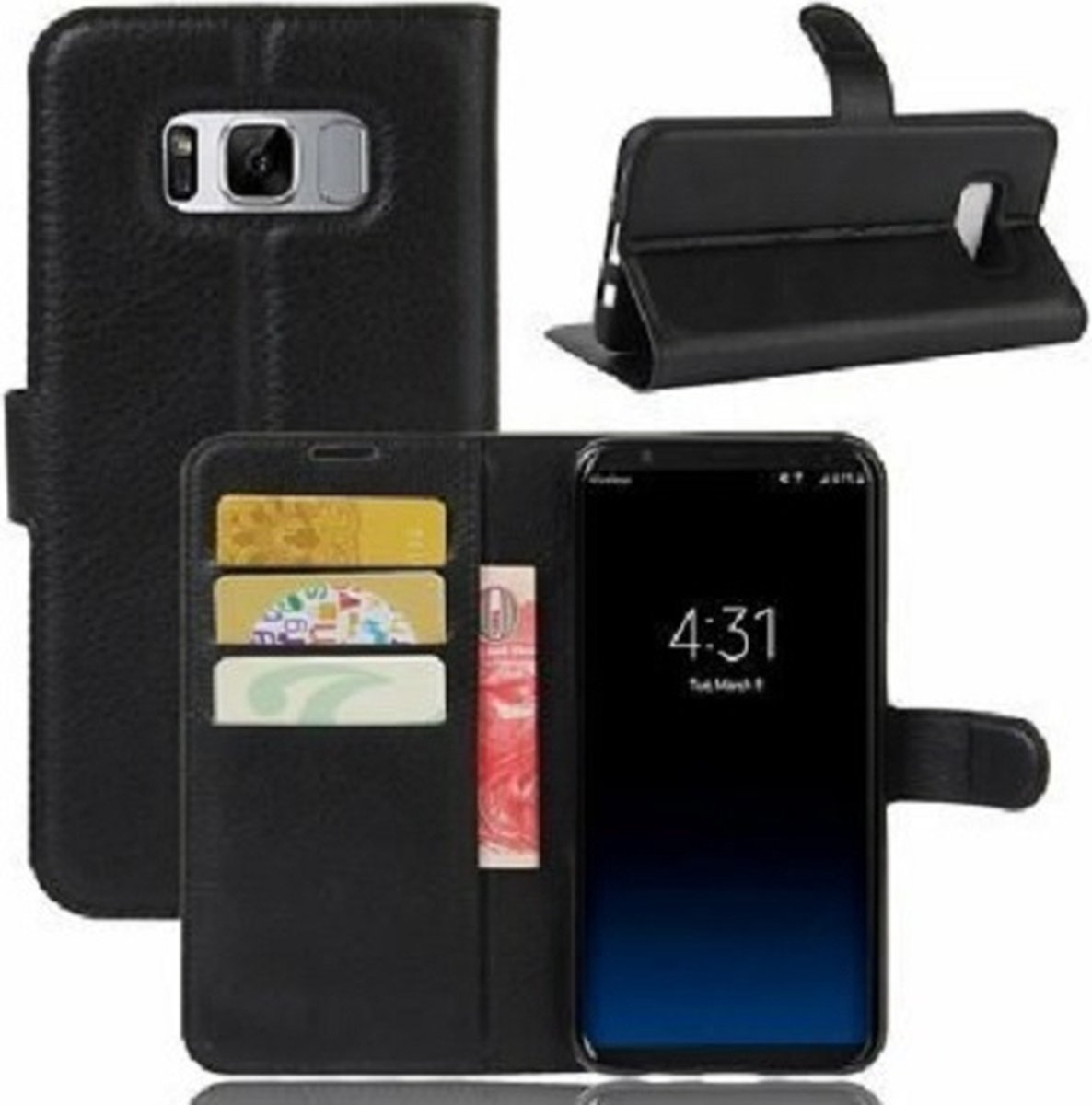 Samsung S8 PLUS Hoesje Met Pasjeshouder Bookcase Zwart
