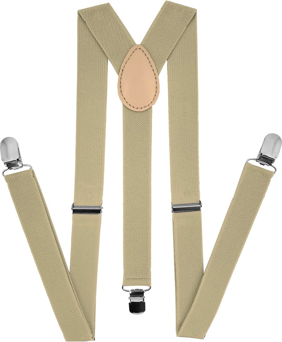 Fako Fashion - Heren Bretels - Dames Bretels - Effen - 100cm - Beige