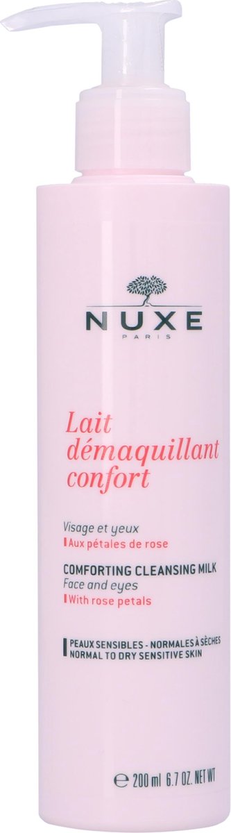 NUXE LAIT DÉMAQUILLANT AUX PÉTALES DE ROSE 200ML VISAGE, YEUX ET LÈVRES, PEAUX  SENSIBLES, NORMALES À SÈCHES