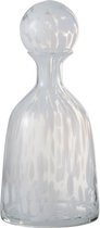 J-Line decoratie fles + Stop Laag - glas - transparant/wit - small