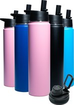 Bouteille Thermos - Pink Pastel - 700 ML - Bouchon Extra Avec Paille & Bec verseur - Bouteille d'Eau Avec Paille - Bouteille Isotherme - Sans BPA - Étanche