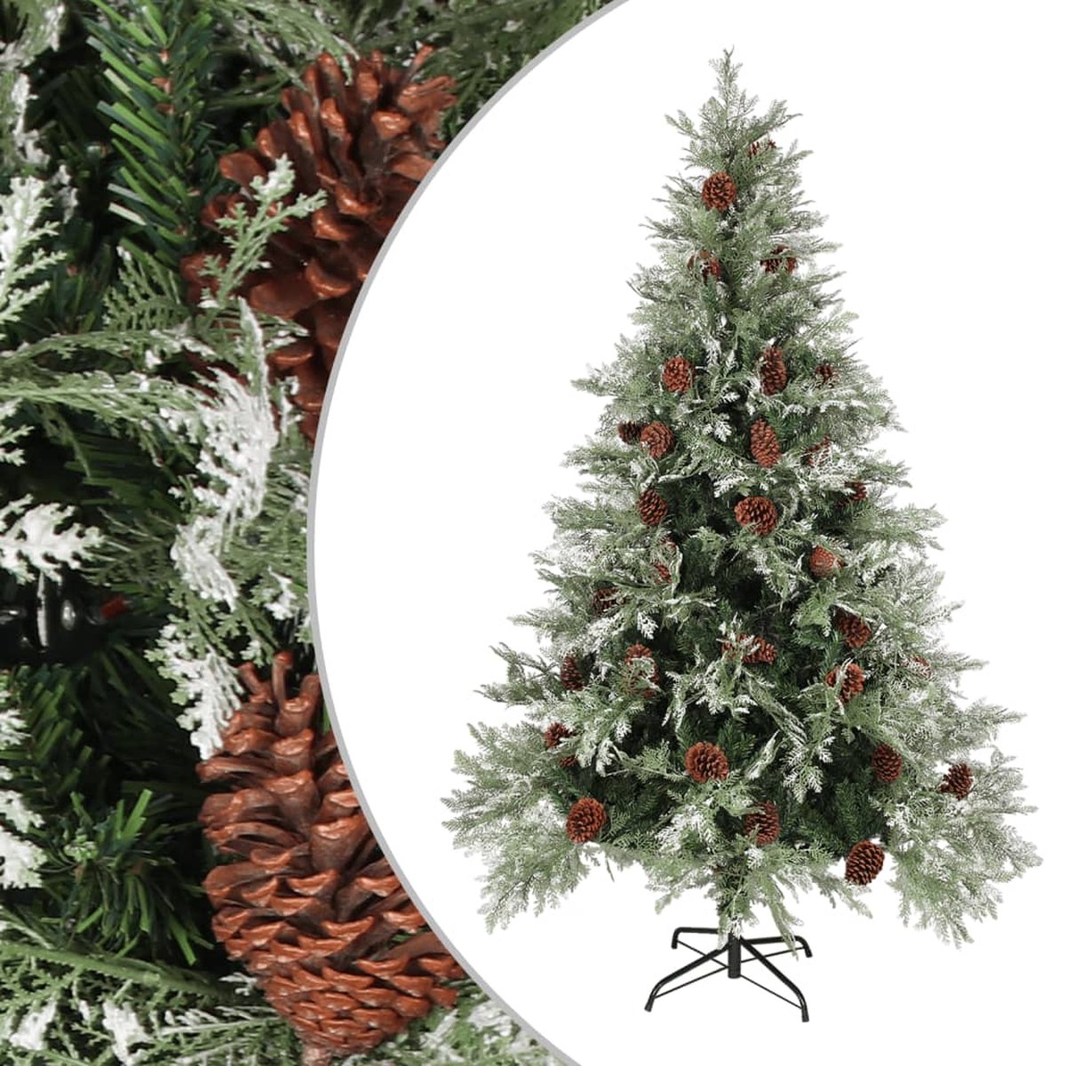 Prolenta Premium - Kerstboom met dennenappels 120 cm PVC en PE groen en wit