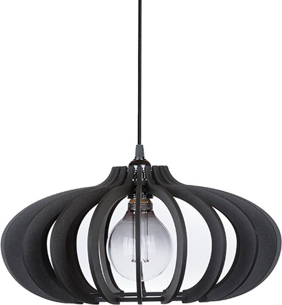 Vento Hanglamp 6mm hout 40x20 cm zwart - Modern - Blij Design | bol.com