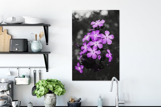 Peintures sur Toile Fleurs - Violet - Zwart - Wit - 40x60 cm - Décoration murale