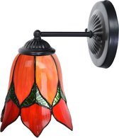 Art Deco Trade - Tiffany wandlamp zwart met Lovely Flower Red