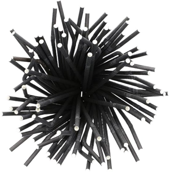 Pailles en carton - Flexibles - papier - pailles - noir - 220mm x