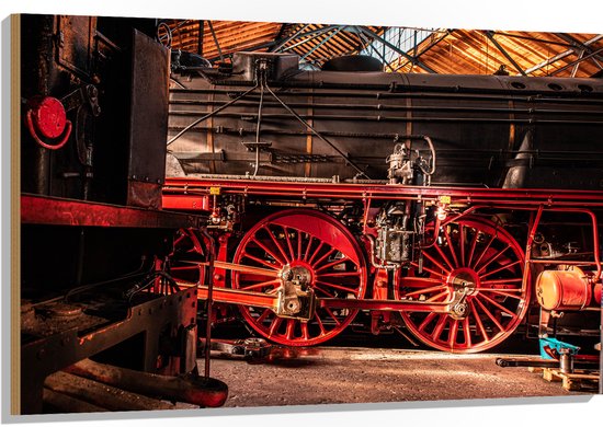 WallClassics - Bois - Pièces d'unité de train d'usine - 120x80 cm - 12 mm d'épaisseur - Photo sur bois (avec système de suspension)