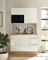 Goedkope keuken 120  cm - mini keuken met apparatuur Marleen - Wit/Wit - Geen kookveld           - magnetron - kleine keuken - compacte keuken - keukenblok met apparatuur