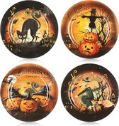 decoratief bord Halloween - decoratieve serveerschalen met geweldige motieven - snackkom voor Halloween en mottofeest [selectie varieert] (4 stuks - borden - kleurrijk)