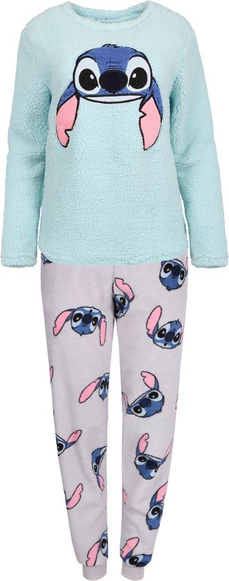 Stitch Disney - Pyjama à manches longues en sherpa bleu pour femme