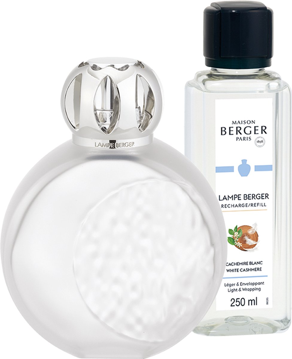 Lampe Berger En Porcelaine Blanche Givrée - Avec Boîte Et Recharge De Parfum Entamée - Fonctionnelle