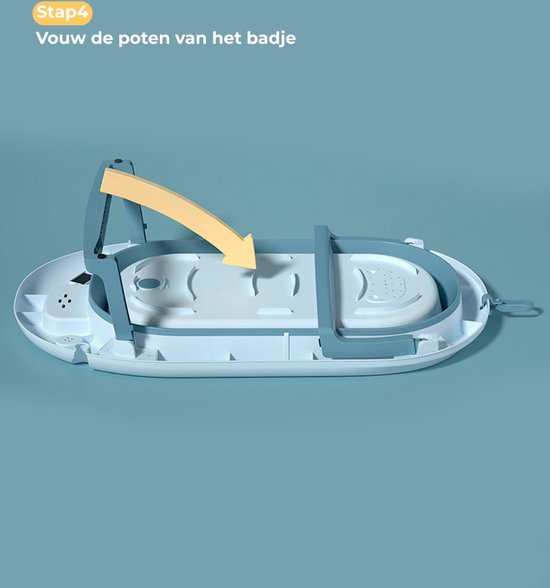 Babybadjes 3 in 1 opvouwbaar- babybad - Inclusief badkussen babybadset - Thermometer ingebouwd - model 2023 - Blauw van Luvion — afbeelding 4