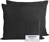 Komfortec Set van 2 Premium Jersey Kussenslopen 60x70 cm - Superzachte Kussenhoes – 100% Katoen – 150 g/m² - Zwart