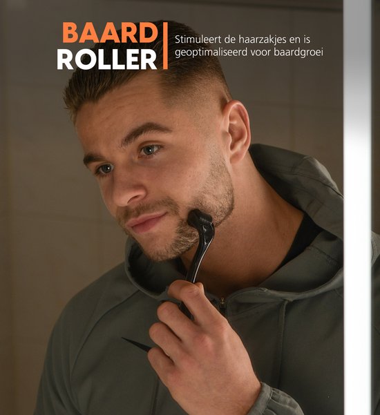 Finez Baardgroei Kit navulverpakking – Baardolie met Baardroller – Baardverzorging set 2 delig - Baardgroei