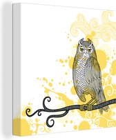 Illustration de la chouette 20x20 cm - petit - Tirage photo sur toile (Décoration murale salon / chambre)