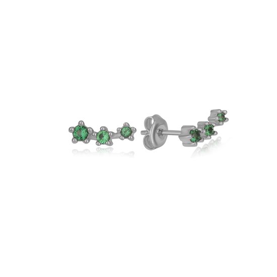 Boucle d'oreille Dainty avec zircon vert Boucle d'oreille en Argent zircon vert (teneur en argent sterling 925) Boucle d'oreille à la Trendy minimaliste argent zircon vert charme fille | Cadeau pour femme