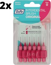 TePe Ragers Roze 0,4mm - 2 x 6 stuks - Voordeelverpakking