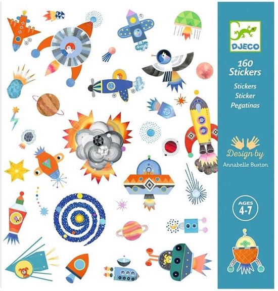 Djeco - Stickers Space / Interstellar - 4 stickervellen - 160 stickers