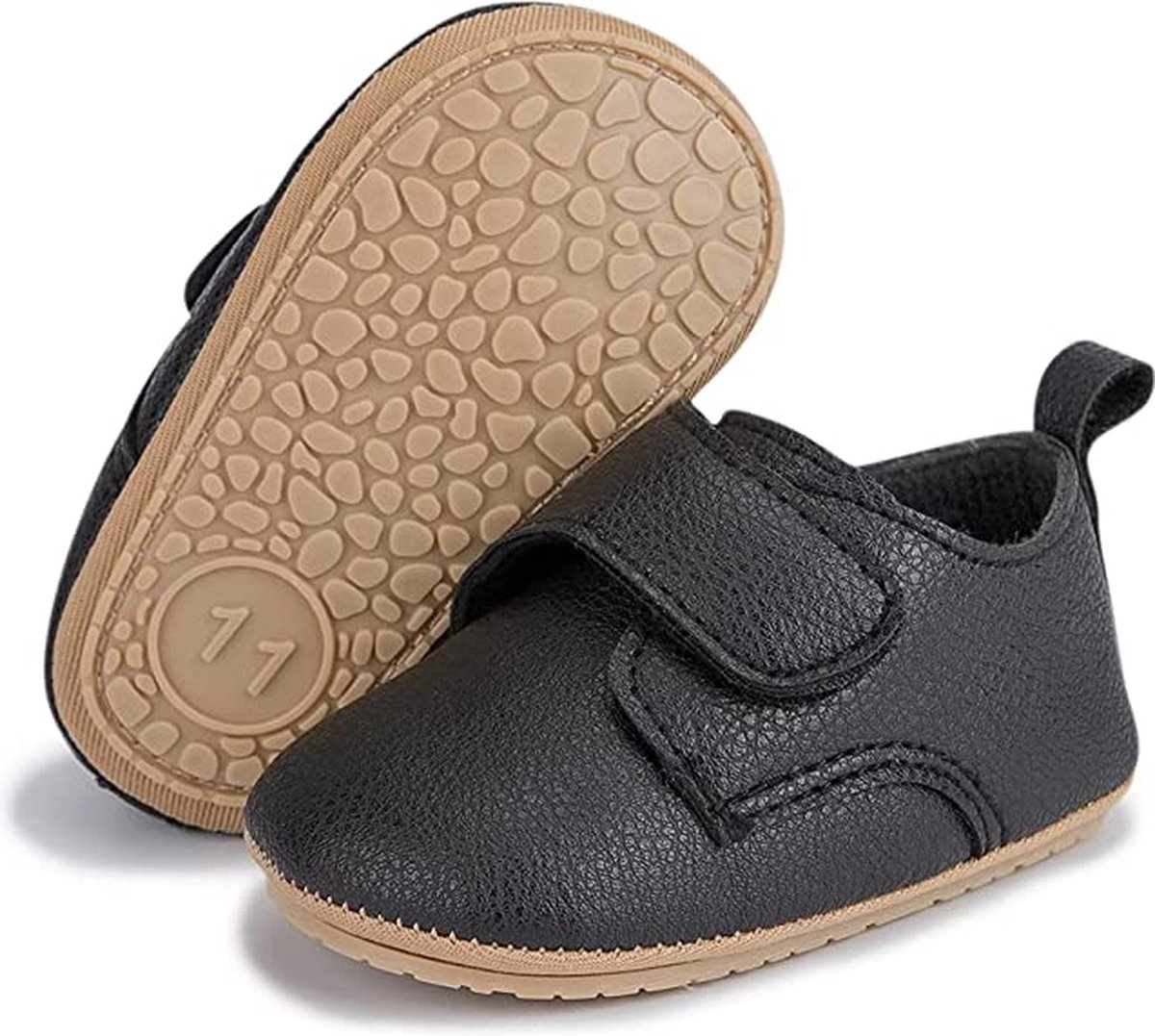 Steppies - Babyschoentjes PU Leer - Zwart - 6-12 maanden - Maat 18-19