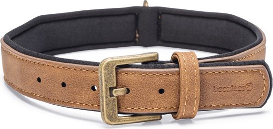 Beeztees Balacron Ax - Honden Halsband - Kunstleer - Bruin - Nekomvang van-tot x breedte: 52-62 cm x 30 mm