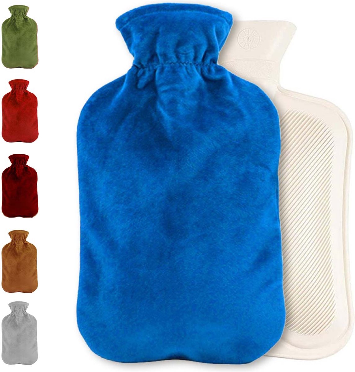 Warmwaterkruik met fleece hoes | Warmtekruik | Kruik | Warmwaterkruik | Rubber | 2 liter | Blauw | Inclusief fleece hoes | Able & Borret