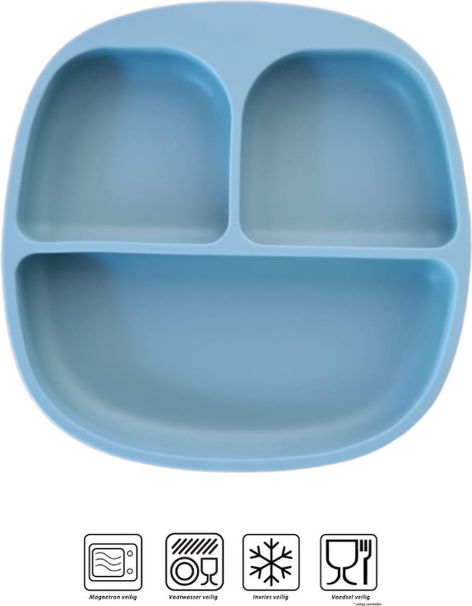 Goedkoopste Baby - Baby Bordjes - Kinderservies - Kinderbord - met zuignap - Onbreekbaar - 19x19 - Smokey Blauw