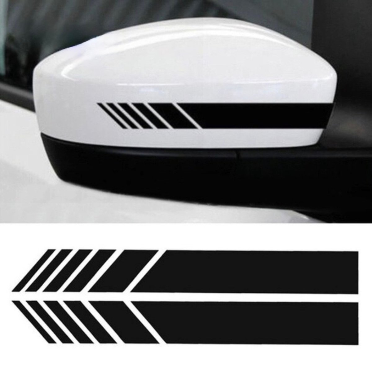 Auto Spiegelkap Stickers Zwart - Set van 2 - Spiegelkappen Striping Wrap - Autostickers Zijspiegels - Auto Accessoires Stickers