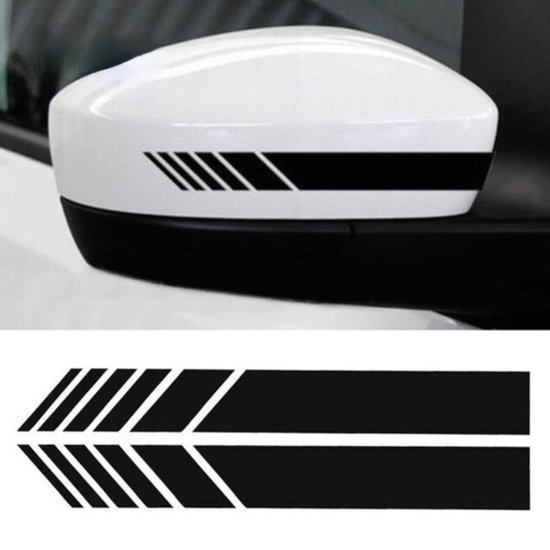 Autocollants de couverture de miroir de voiture Zwart - Set de 2 - Couvertures de miroir Striping Wrap - Autocollants de voiture Rétroviseurs latéraux - Autocollants Accessoires de vêtements pour bébé de voiture