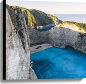 WallClassics - Canvas  - Navagio Strand in Griekenland - 60x60 cm Foto op Canvas Schilderij (Wanddecoratie op Canvas)