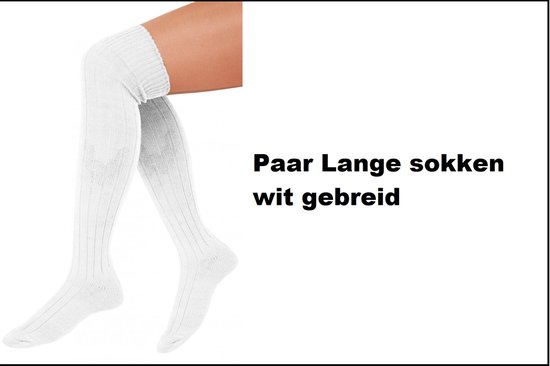 tafereel evalueren Planeet Paar Lange sokken/kousen wit gebreid mt.39-47 - Plato - Tiroler heren dames  kniekousen... | bol.com