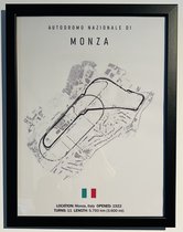Monza Circuit op Canvas incl. Lijst - Met Plaatselijke Omgevingsdetails - Formule 1 - Poster - 30x40cm - Wanddecoratie - Max Verstappen - Cadeau
