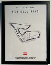 Red Bull Ring Circuit op Canvas incl. Lijst - Met Plaatselijke Omgevingsdetails - Formule 1 - Poster - 30x40cm - Wanddecoratie - Max Verstappen - Cadeau - Vaderdag