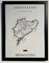 Nürburgring Circuit op Canvas incl. Lijst - Met Plaatselijke Omgevingsdetails - Poster - 30x40cm - Wanddecoratie - Vaderdag - Cadeau
