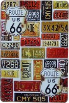 Wandbord - Route 66 kenteken plaat - Metalen wandbord - Mancave - Mancave decoratie - Retro - Metalen borden - Metal sign - Bar decoratie - Tekst bord - Wandborden – Bar - Wand Decoratie - Metalen