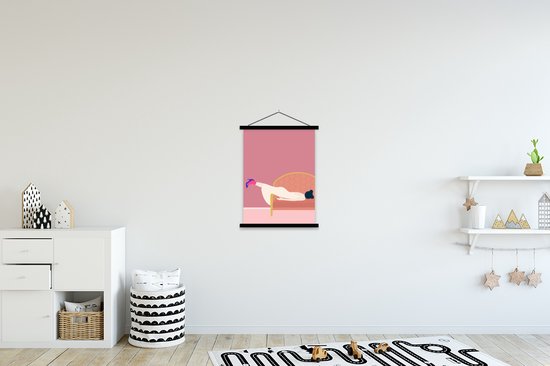 Porte-affiche avec affiche - Affiche scolaire - Vintage - Femmes - Pastel - 90x120 cm - Lattes noires