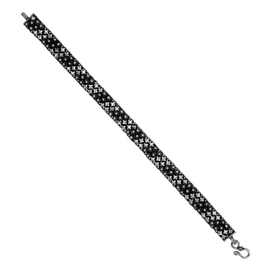 Zilveren armband vrouw | Zilveren armband, brede armband met sterren en bolletjes
