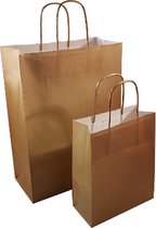 Luxe Gouden Kersttasjes - Feesttassen - Draagtassen - Tasjes - Goodiebags met handvat - Zakjes - Goud - Cadeautasje  | Sinterklaas - Huwelijk - Verjaardag - Feest - Winkel - Markt - Kado - Cadeau - Geschenk - Traktatie - Verpakking - DH collection