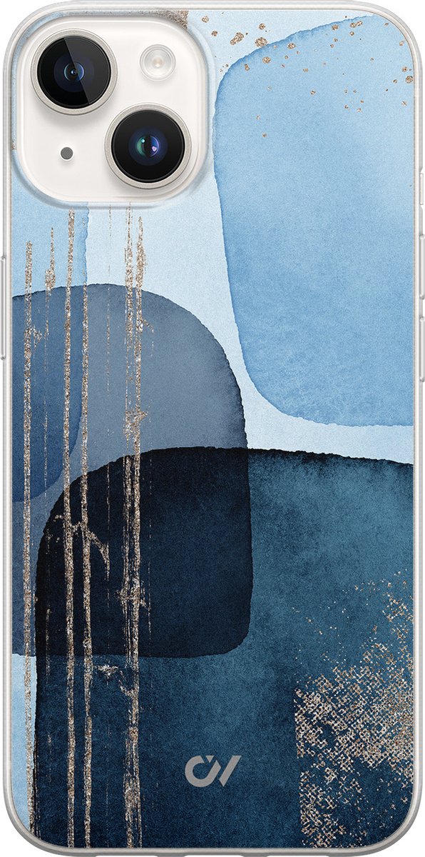 Hoesje geschikt voor Apple iPhone 14 - Blue Abstract Shapes - - Blauw - Apple - Casevibes