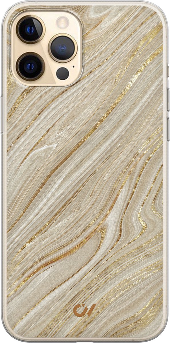 Hoesje geschikt voor Apple iPhone 12 - Golden Marble - - Goud - Apple - Casevibes