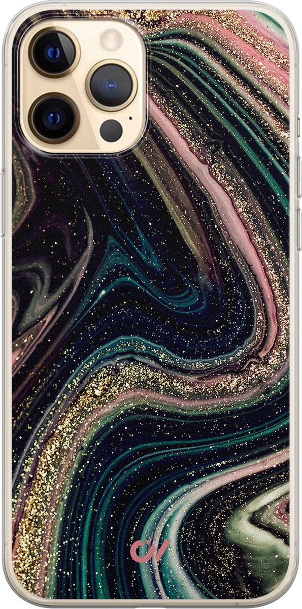 Hoesje geschikt voor Apple iPhone 12 - Marble Twilight - - Multi - Apple - Casevibes