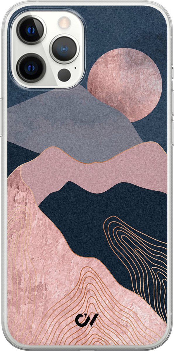Hoesje geschikt voor Apple iPhone 12 Pro Max - Landscape Rosegold - - Roze - Apple - Casevibes