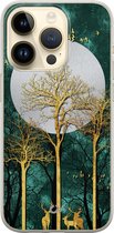 Hoesje geschikt voor Apple iPhone 14 Pro - Noorderlicht - Landschap - Goud - Apple Soft Case Telefoonhoesje - TPU Back Cover - Casevibes