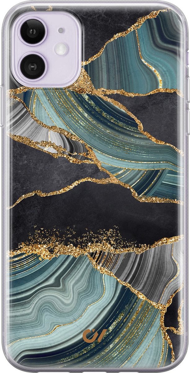 Hoesje geschikt voor Apple iPhone 11 - Marble Jade Stone - - Multi - Apple - Casevibes
