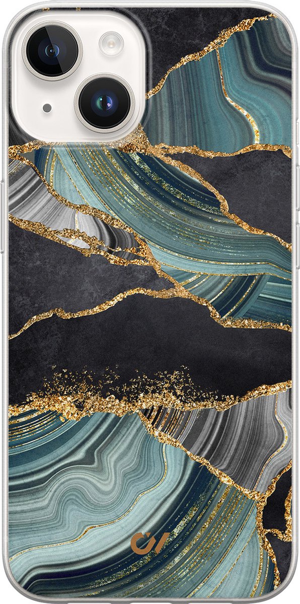 Hoesje geschikt voor Apple iPhone 14 - Marble Jade Stone - - Multi - Apple - Casevibes