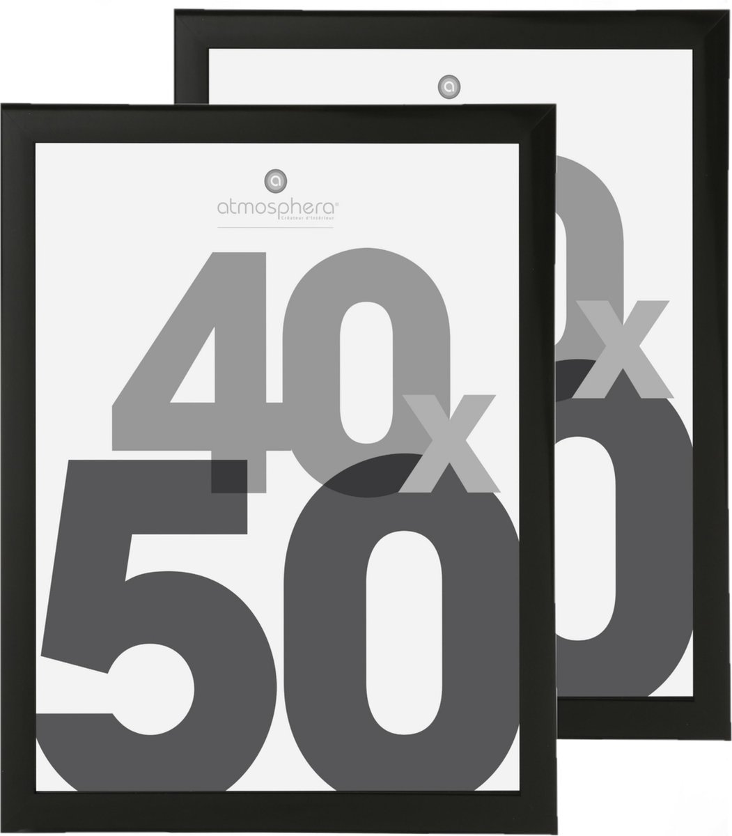 Atmosphera fotolijst - zwart - kunststof/glas - 40 x 50 cm - 2 stuks