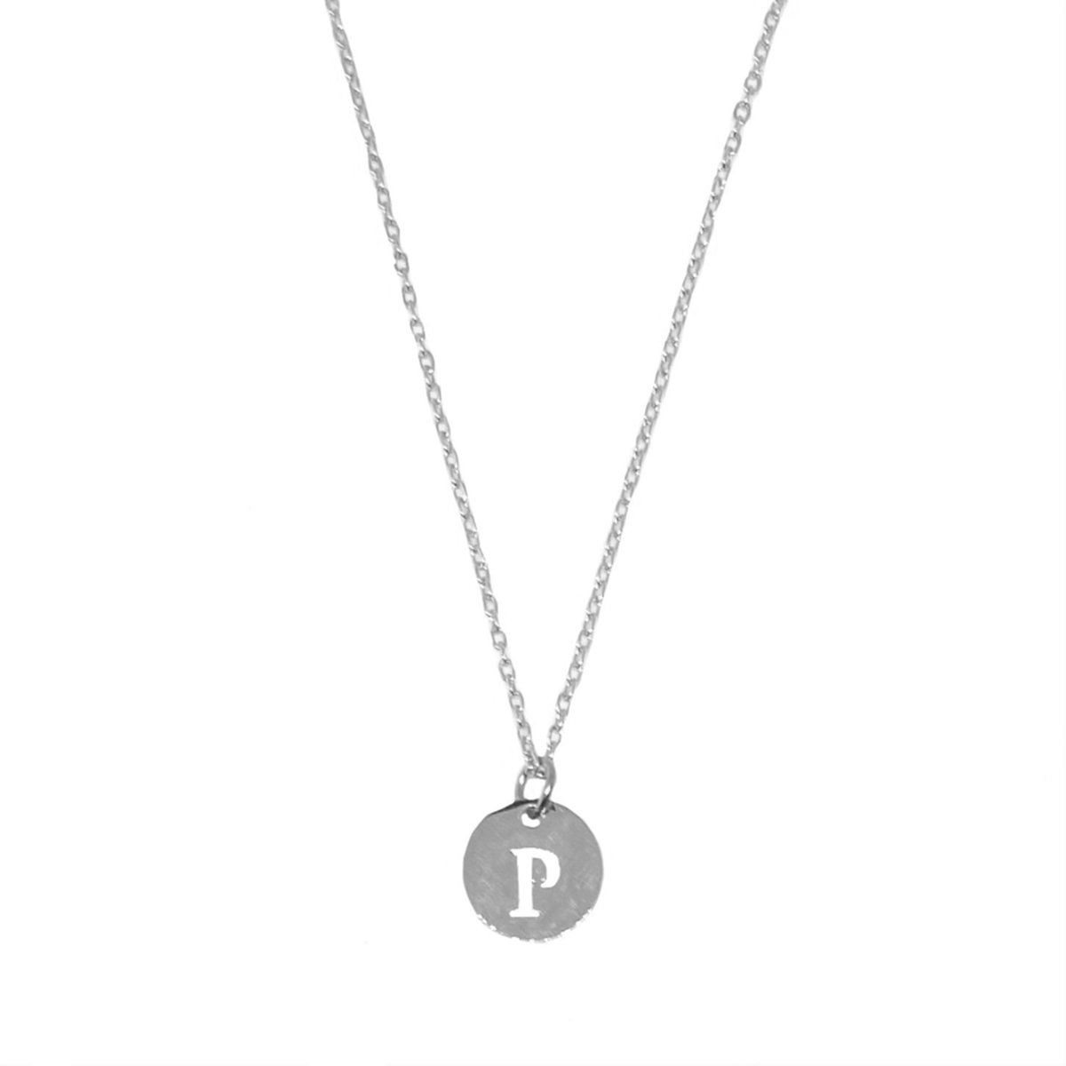 Letter ketting coin - initiaal P - zilver