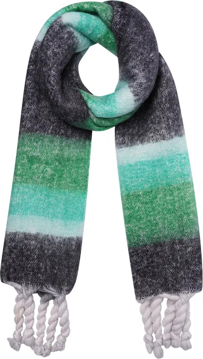 Wintersjaal met ombré effect - Wintersjaals - Groen & Wit - Lange Warme sjaals