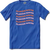 Flower power - T-Shirt - Meisjes - Royal Blue - Maat 12 jaar